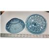 Image 3 : Blue glass serving dish, w/ lid - 7.5" across
