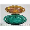 Image 1 : Pair of matching serving dishes - Marigold carnival & Green glass