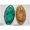 Image 2 : Pair of matching serving dishes - Marigold carnival & Green glass