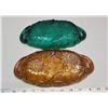 Image 3 : Pair of matching serving dishes - Marigold carnival & Green glass