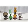 Image 1 : 4 Small assorted oil lamps - glass, porcelain, etc