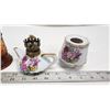 Image 2 : 4 Small assorted oil lamps - glass, porcelain, etc