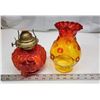 Image 3 : Scarlet red glass oil lamp