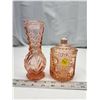 Image 1 : Pink depression glass vase & sugar dish - no spoon
