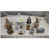 Image 1 : Assorted decorative items - Milk glass candy dish, porcelain vase, figurines, etc.