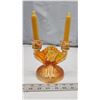 Image 1 : Marigold carnival glass candelabra, w/ 2 candles