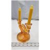 Image 3 : Marigold carnival glass candelabra, w/ 2 candles