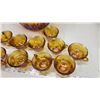 Image 3 : Marigold carnival glass large punch bowl, and cups