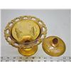 Image 2 : Marigold/amber carnival glass grape candy dish