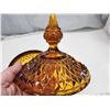 Image 4 : Amber depression glass candy dish - 12"H