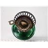 Image 3 : Green glass, metal accent oil lamp - no chimney