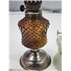 Image 2 : Pair of small oil lamps - Brown and Clear glass
