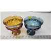 Image 1 : Pair of carnival glass goblets - marigold & blue/green