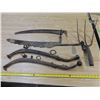 Image 1 : horse hanes, hay saw, scythe head and pitchfork head