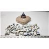 Image 1 : Large collection of porcelain/ceramic thimbles & pin cushion, w/ figurine on top