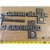Image 3 : vintage vehicle badges - Silverado 10, Custom Deluxe 30, Diesel 6.2L, 4WD