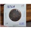 Image 1 : 1876 H, Canadian 1 cent coin penny
