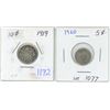 Image 1 : 2x - Canadian silver 10 cent coins - 1919-20