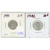 Image 1 : 2x - Canadian silver 10 cent coins - 1940 & 1942