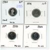 Image 1 : 4x - Canadian 10 cent coins - 1968, 1970, 1974 & 1982