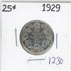 Image 1 : 1929 Canadian silver 25 cent coin