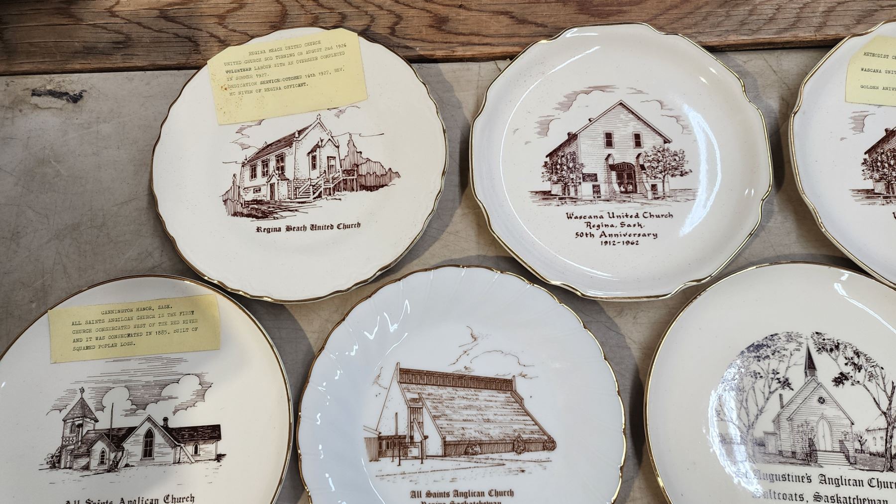 Large collection of decorative plates - depicting churches across Sask ...