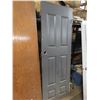 Image 3 : 2 doors, 1 with hinges - grey door: 28"x79.25", wooden door: 32"x78"