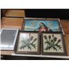 Image 1 : framed jesus picture, 2 needle point pictures and picture frame