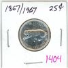 Image 1 : 1867-1967 Centennial Canadian 25 cent silver "Lynx" coin