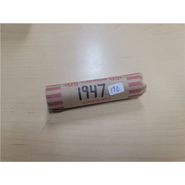 1947 roll of Canadian one cent coins