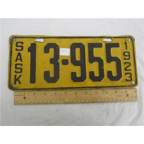 1923 Saskatchewan License Plate