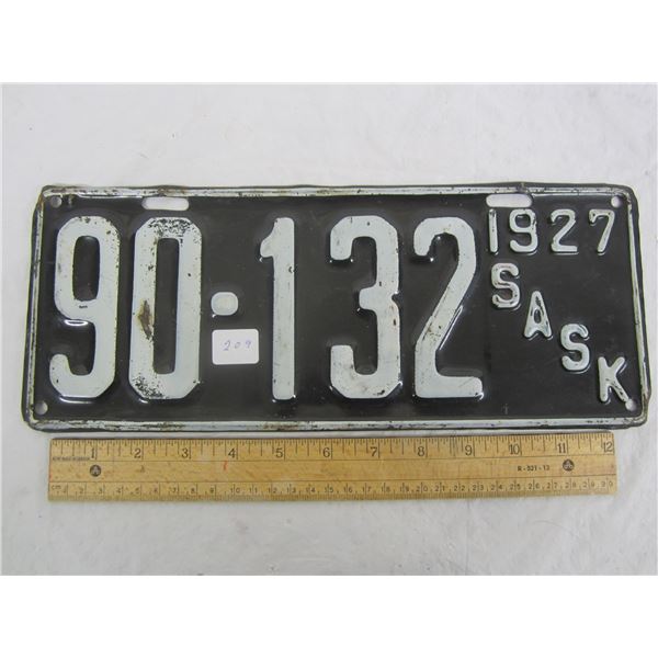 1927 Saskatchewan License Plate