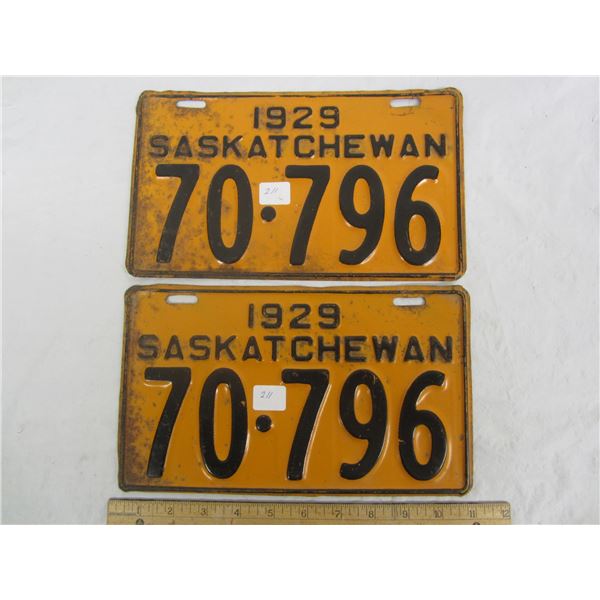 Pair of 1929 Saskatchewan License Plates