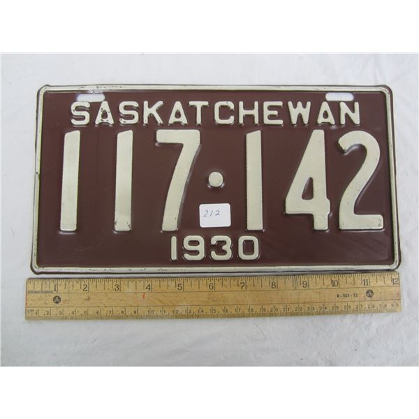 1930 Saskatchewan License Plate