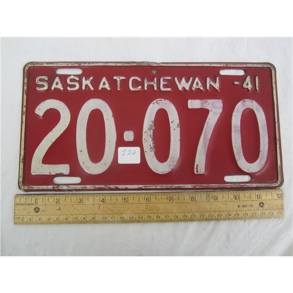 1941 Saskatchewan License Plate