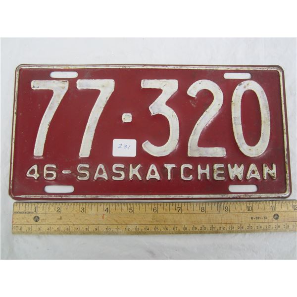 1946 Saskatchewan License Plate