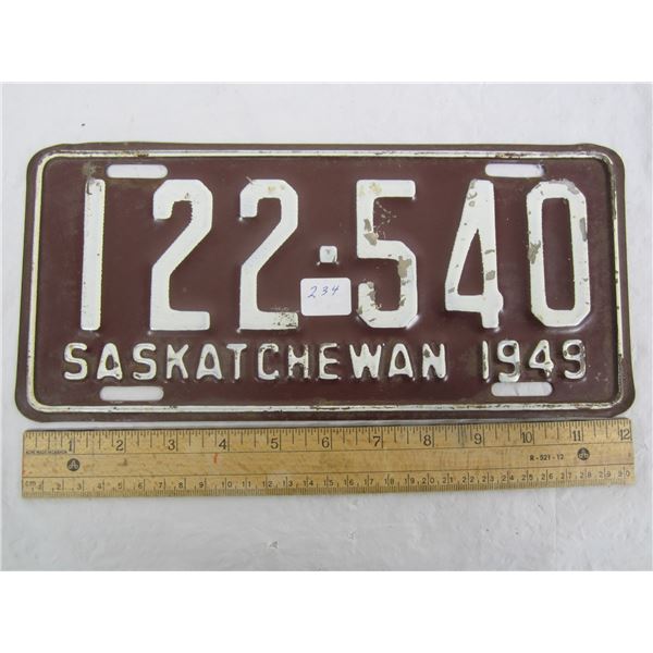 1949 Saskatchewan License Plate