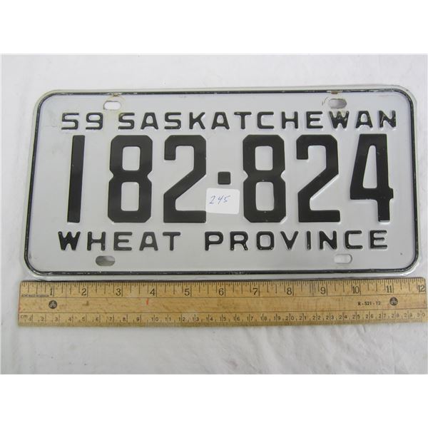 1959 Saskatchewan License Plate