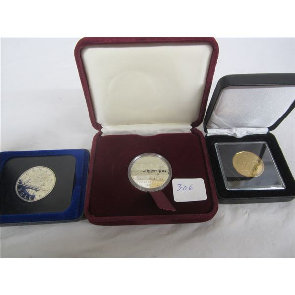 Canadian Cased Dollars 1972, 1982 ,2010 Navy Loonie
