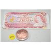 Image 1 : Ottawa/Winnipeg Mint Token & $2 Bank Note