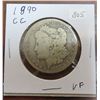 Image 1 : 1890- CC morgan silver dollar, very good, scarce united states of america