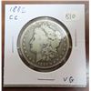 Image 1 : 1882 CC- morgan silver one dollar coin, USA, VF