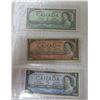 Image 1 : set of 3 1954 bank of canada bills ( $1, $2, $5)