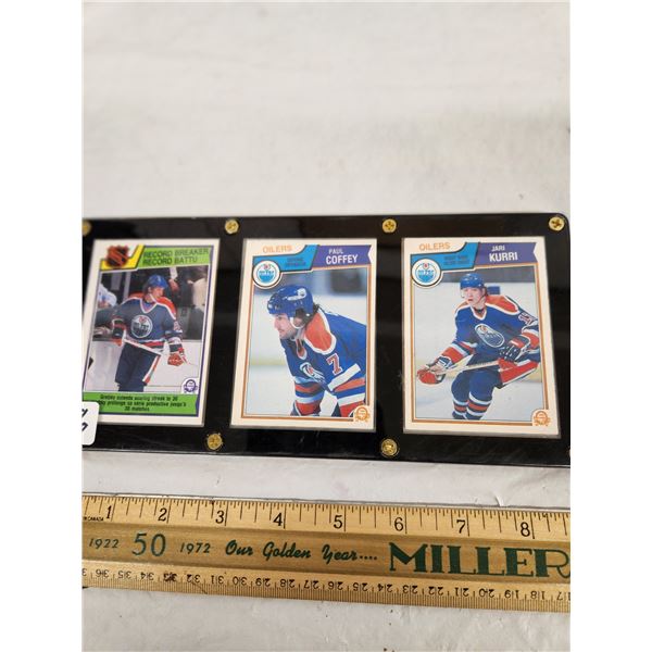 3 card Screw down of 1983 OPC Oiler Hockey Cards in Gretzky Kurri Coffey