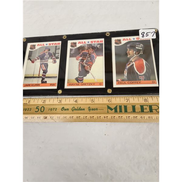 3 Card Screw down of 1985 OPC Oiler Hockey Cards inc Gretzky Kurri Coffey