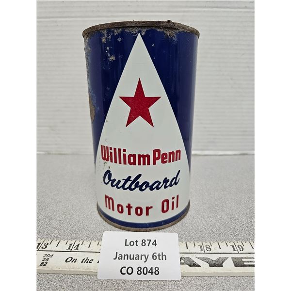 William Penn One Quart outboard motor oil can North Star Oil Limited