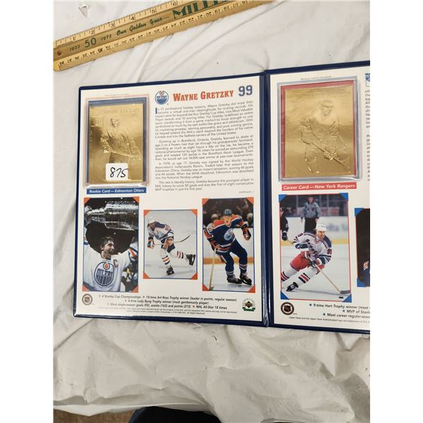 2 22 carat Wayne Gretzky Upper Deck Cards in Binder