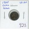 Image 1 : 1900 Oval Zeros Canadian Victorian Silver 5 cents. VF-20.