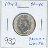 Image 1 : 1943 Canadian Silver 25 Cents. World War II issue. EF-40 Bright White.