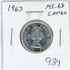 Image 1 : 1963 Canadian Silver 25 Cents. MS-63 with Cameo. Bright White.